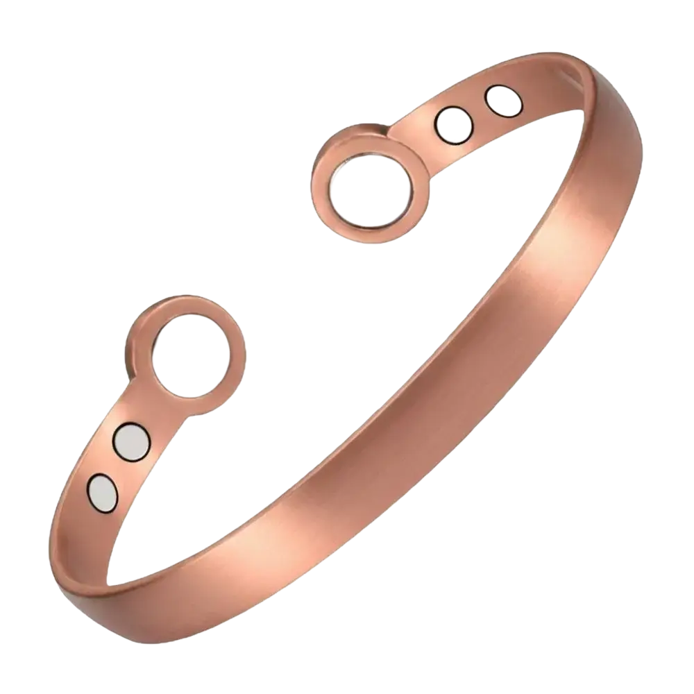 Rose gold magnetic bangles zinc alloy therapy bracelet with circular magnets and smooth polished metal bands