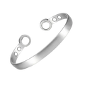 Silver zinc alloy magnetic bangles therapy bracelet with two circular ends featuring embedded magnets and engraved circles