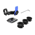 Black magnetic bike phone mount handlebar gps holder with blue push-button and included accessories displayed