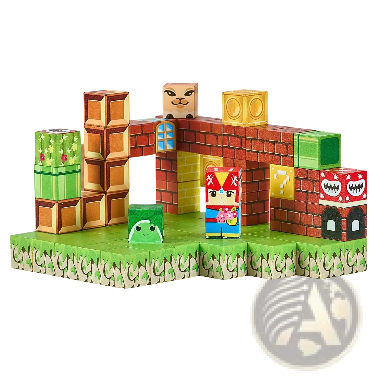 Colorful magnetic blocks 100pc mario stem building toy set with paper mini super mario world characters and terrain