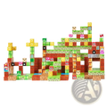 Colorful magnetic wooden block set featuring iconic Super Mario characters and elements for STEM building play