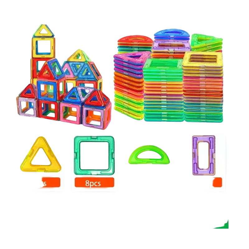 A set of 30 colorful transparent magnetic building blocks for educational stem construction and magnetic building play
