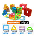 A set of 60 colorful transparent magnetic building blocks in assorted shapes for educational stem construction toy