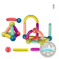 Colorful magnetic building blocks set for kids featuring vibrant magnetic sticks in assorted shapes and hues