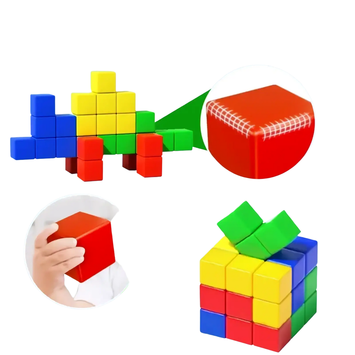 Colorful magnetic building blocks made of safe ABS material with smooth rounded edges for STEM education