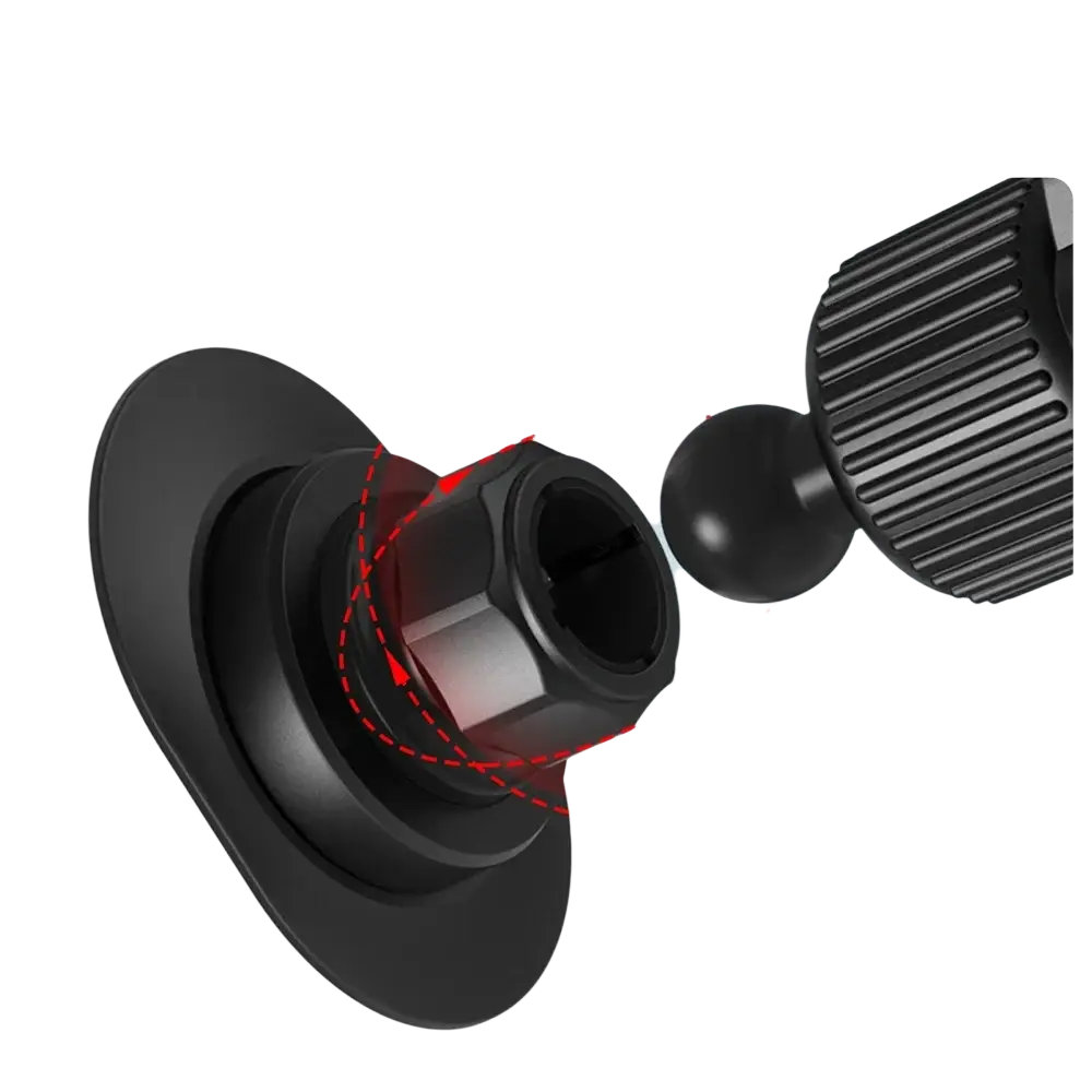 Black adjustable magnetic car phone mount for air vents with textured knob and rotating base for flexible angles