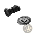 Black plastic magnetic car phone mount for air vents with 360-degree rotation and universal fit shown from the back side