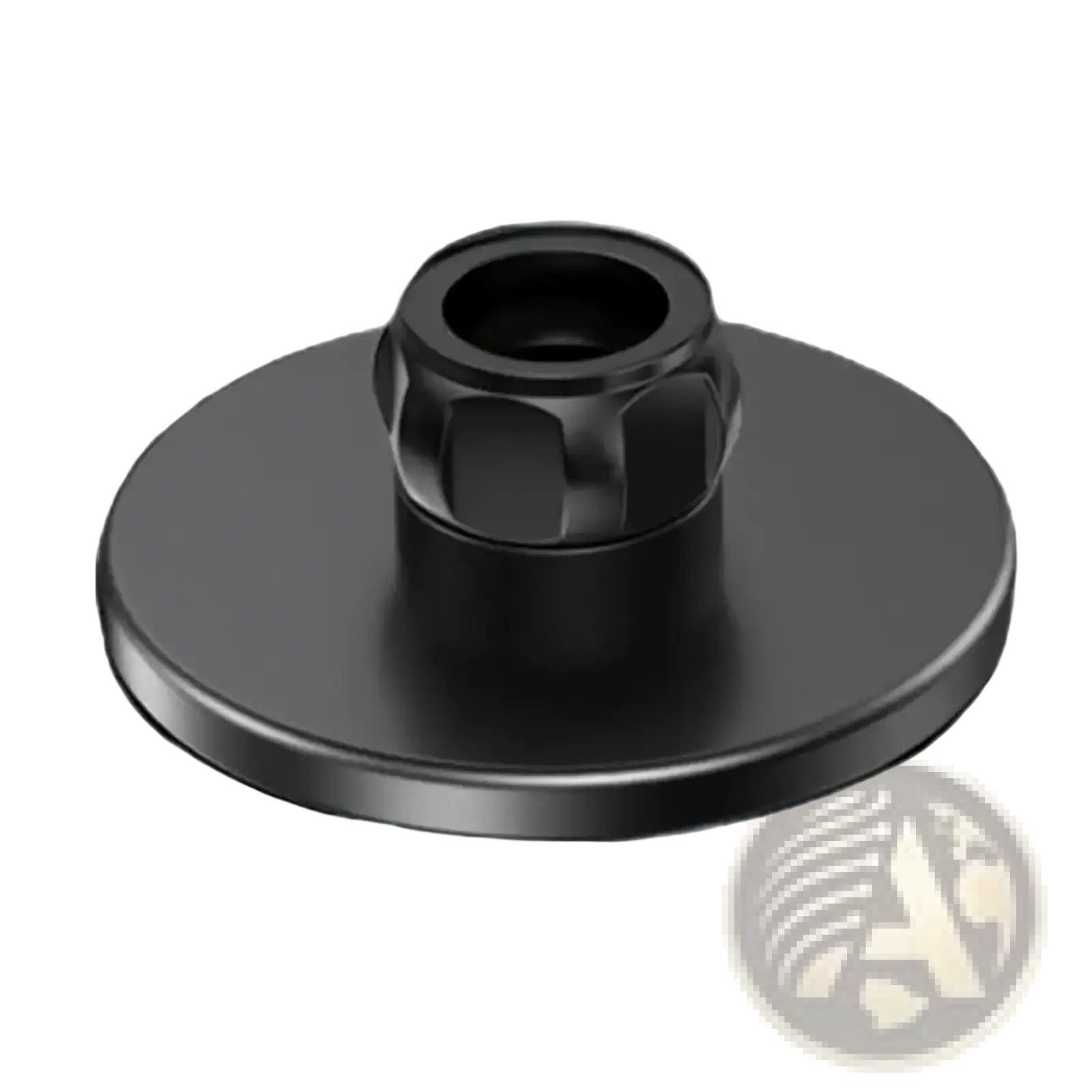 Black matte-finish metal mounting base with central hexagonal threaded post for magnetic car phone mount iphone 12 13 14 15 back view
