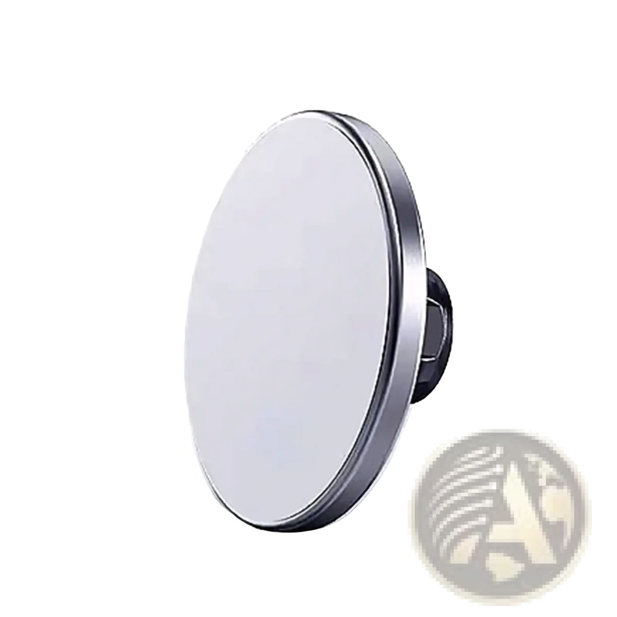 Magnetic car phone mount for iphone 12 13 14 15 with circular sleek chrome frame and black suction cup base