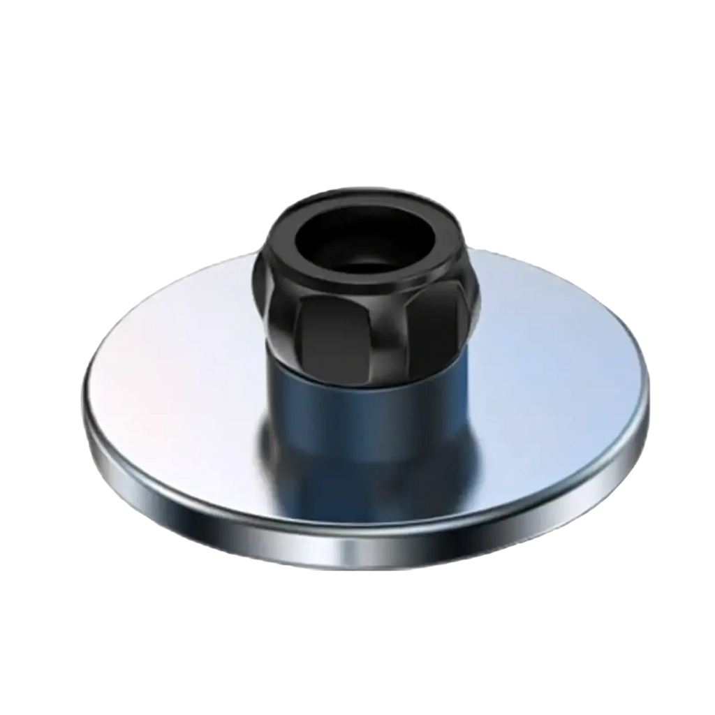 Shiny chrome-plated circular base with black hexagonal threaded insert for magnetic car phone mount for iphone 12 13 14 15