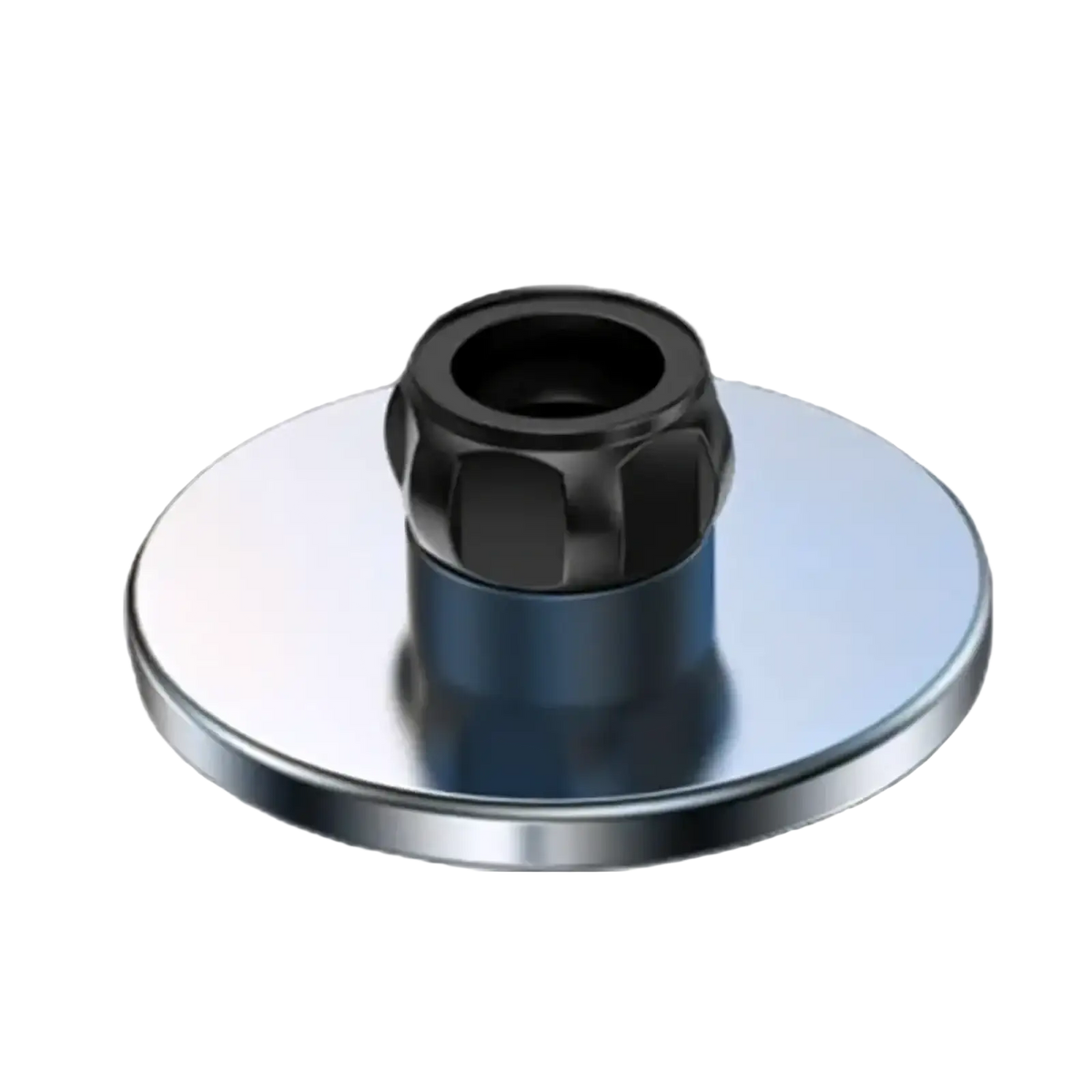 Shiny chrome-plated circular base with black hexagonal threaded insert for magnetic car phone mount for iphone 12 13 14 15