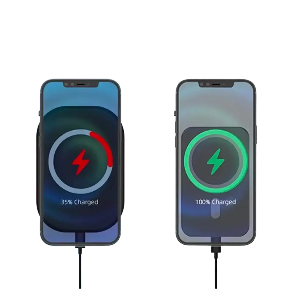 Black magnetic car wireless charger with magnetic charging pad and cable for wireless mobile phones iphone
