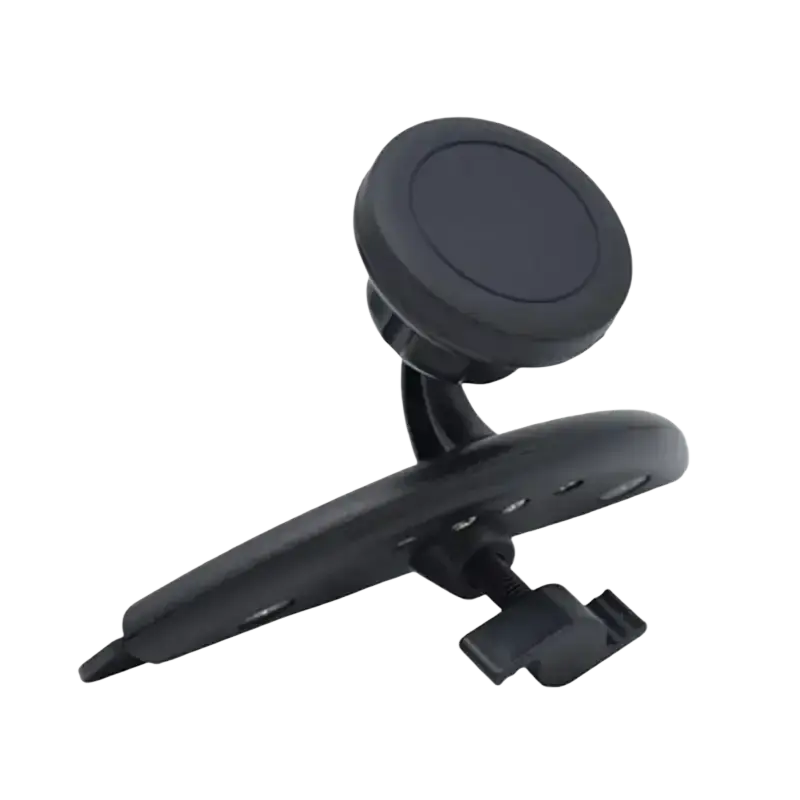 Black magnetic cd slot car phone mount with adjustable arm and clip for mini gps and iphone use