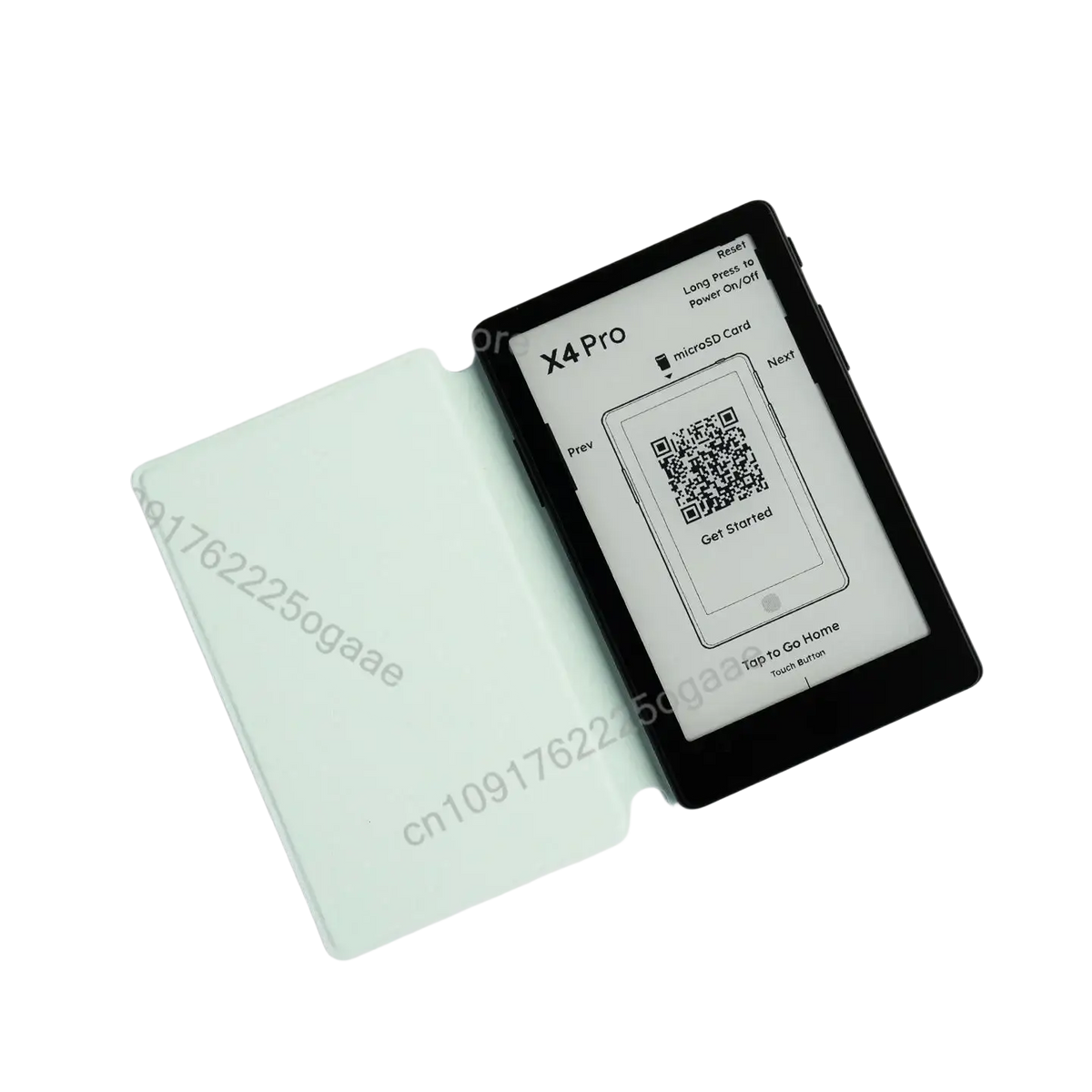Black kindle x4 pro e-reader in light mint green case on official original magnetic charging dock for xteink x4 pro