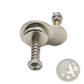 Silver-toned metal magnetic folding bike frame catch adapter with threaded screw and hexagonal bolt head