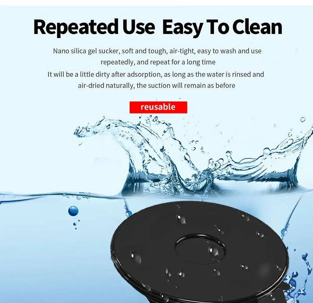 Black circular nano silica gel suction cup of magnetic gooseneck long arm car phone holder for secure mounting