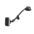 Black and silver magnetic gooseneck long arm phone holder with suction cup for secure car use
