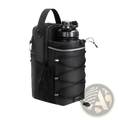 Black magnetic gym bottle bag with adjustable straps and reflective strip for secure water bottle carrying