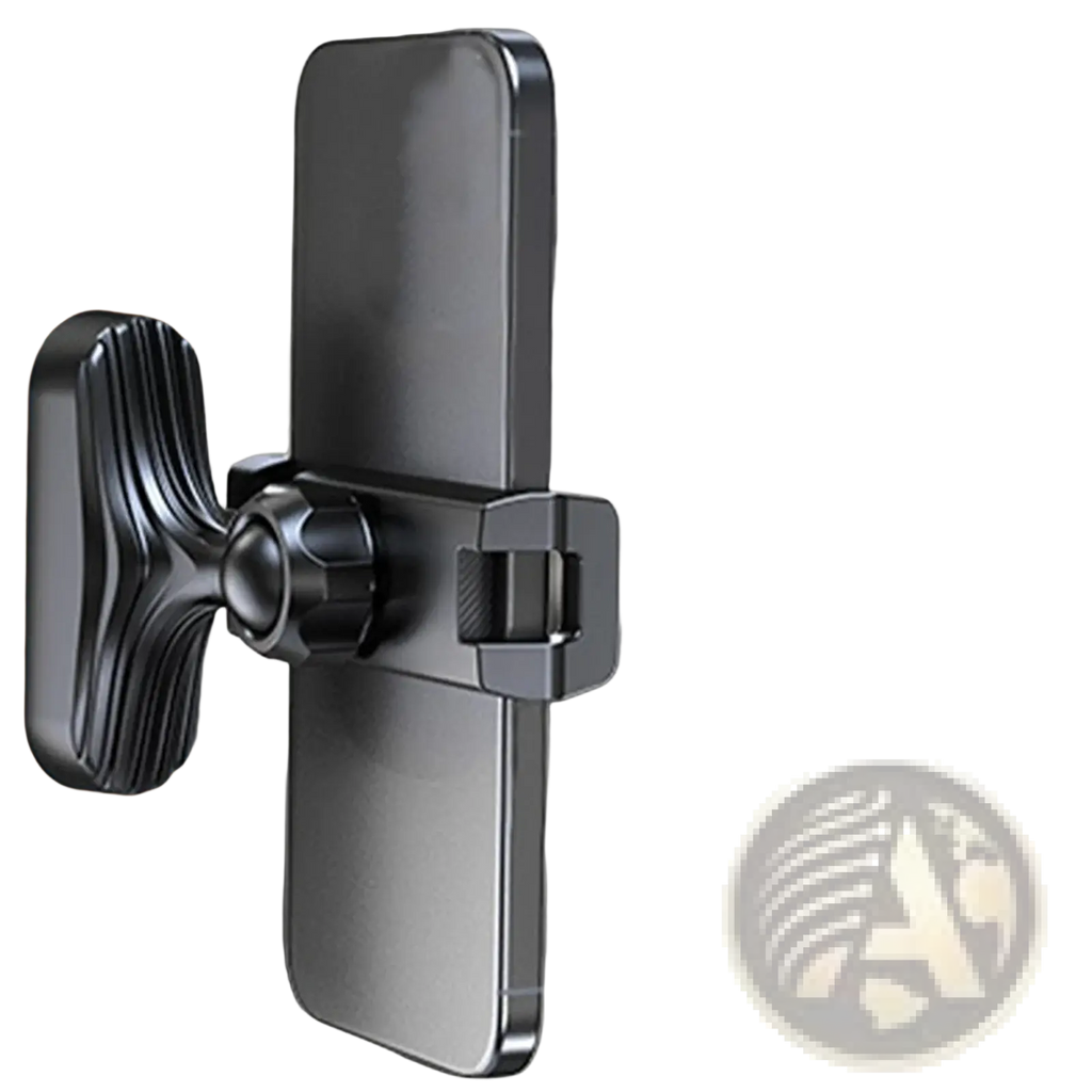 Black magnetic gym phone holder featuring textured grip and 360 adjustable clamp mount for secure use