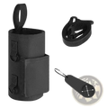 Black fabric magnetic gym water bottle holder strap with side pocket and adjustable strap for easy carrying