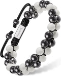 Black and white magnetic hematite bead bracelet with silver magnetr tag from Aaa grade moonstone collection