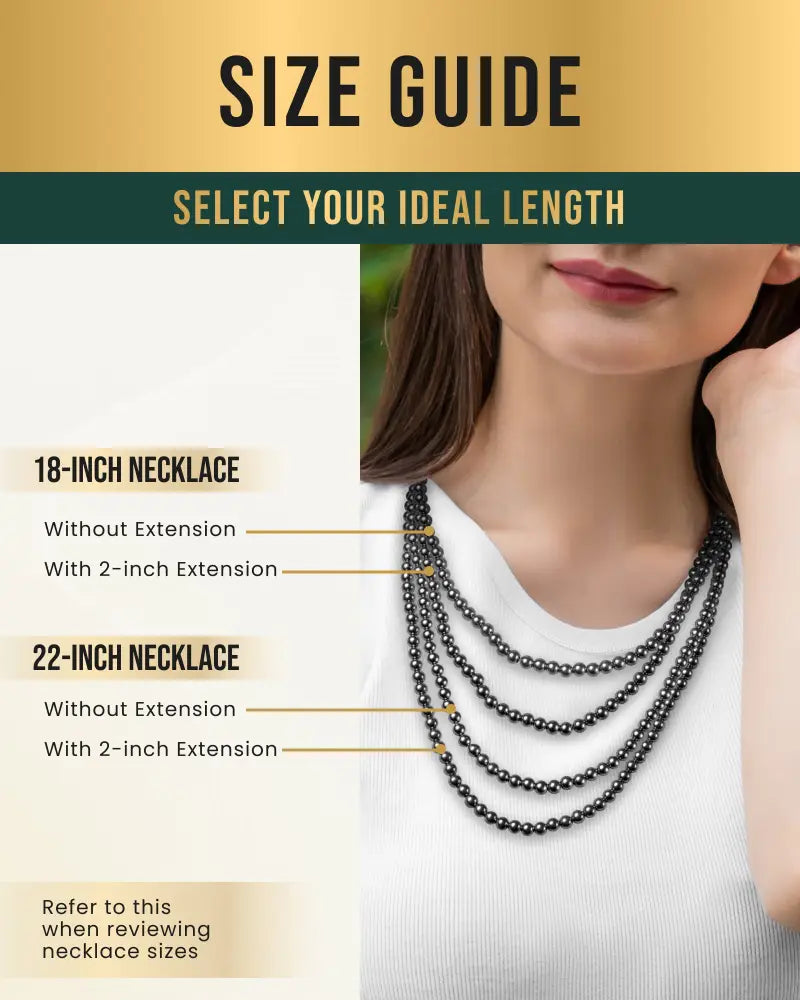 Polished 6mm magnetic hematite round bead necklace featuring sleek black beaded layered design