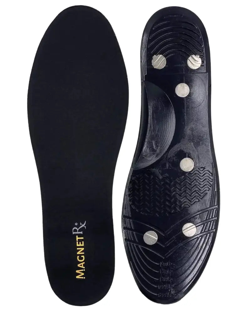 Black Magnetrx high power neodymium magnetic therapy insole with textured sole and visible branding for foot support