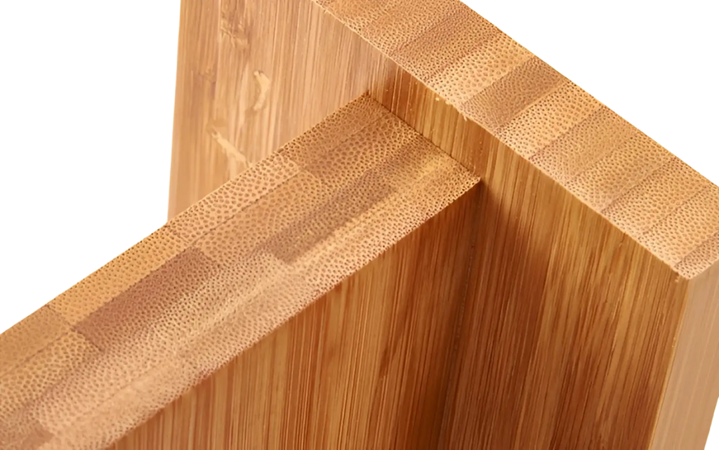 Light brown bamboo magnetic knife holder panel with natural grain and textured edges for universal block 4 sizes