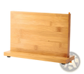 A light brown bamboo magnetic knife holder universal block with a rectangular base and rounded corners 300mm x 205mm