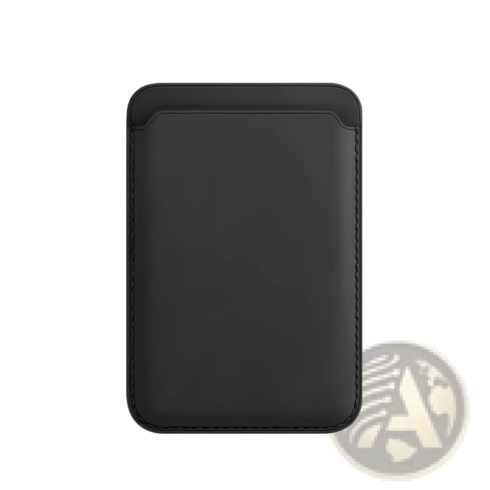 Black leather magnetic wallet card holder with stitched edges minimalist design for iphone 14 13 12 models