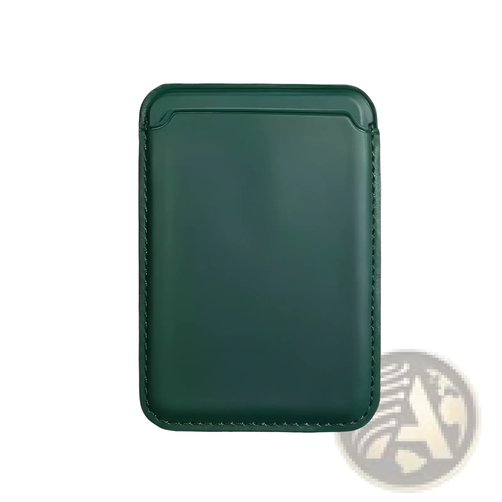 Dark green leather magnetic wallet card holder with neat edge stitching compatible with iPhone 14 13 12