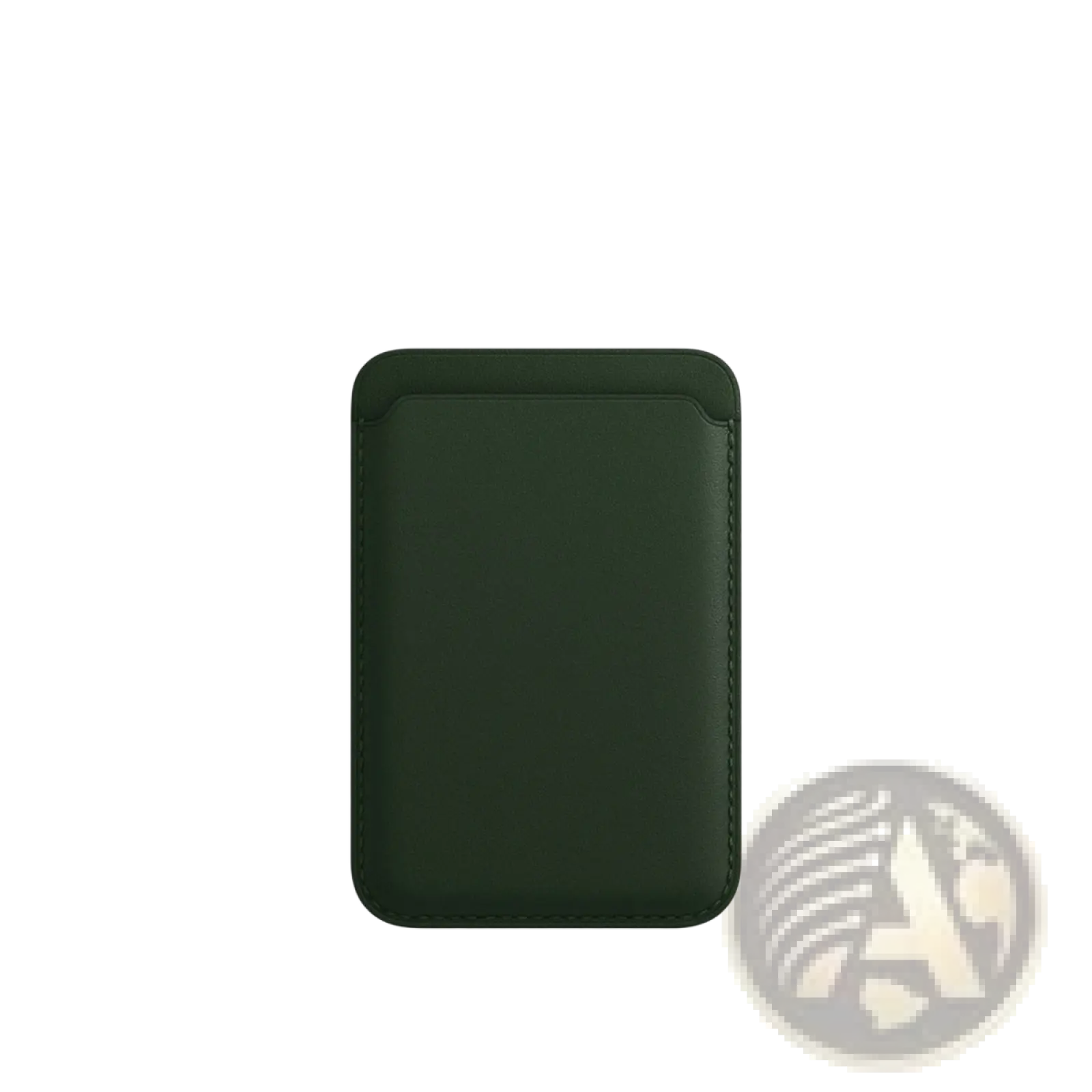 Dark green leather magnetic card holder with subtle stitching designed for iphone 14 13 12 models