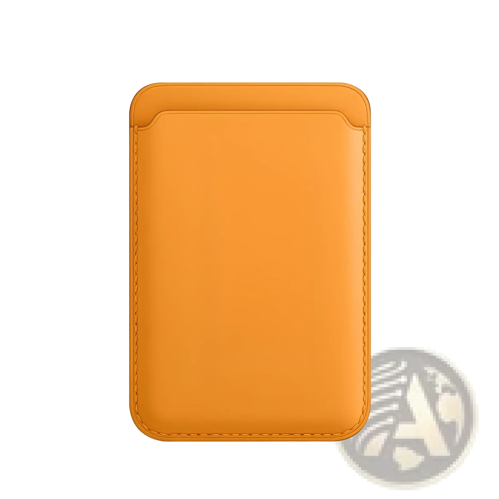 Orange leather magnetic wallet card holder with neat stitching designed for iphone 14 13 12 models