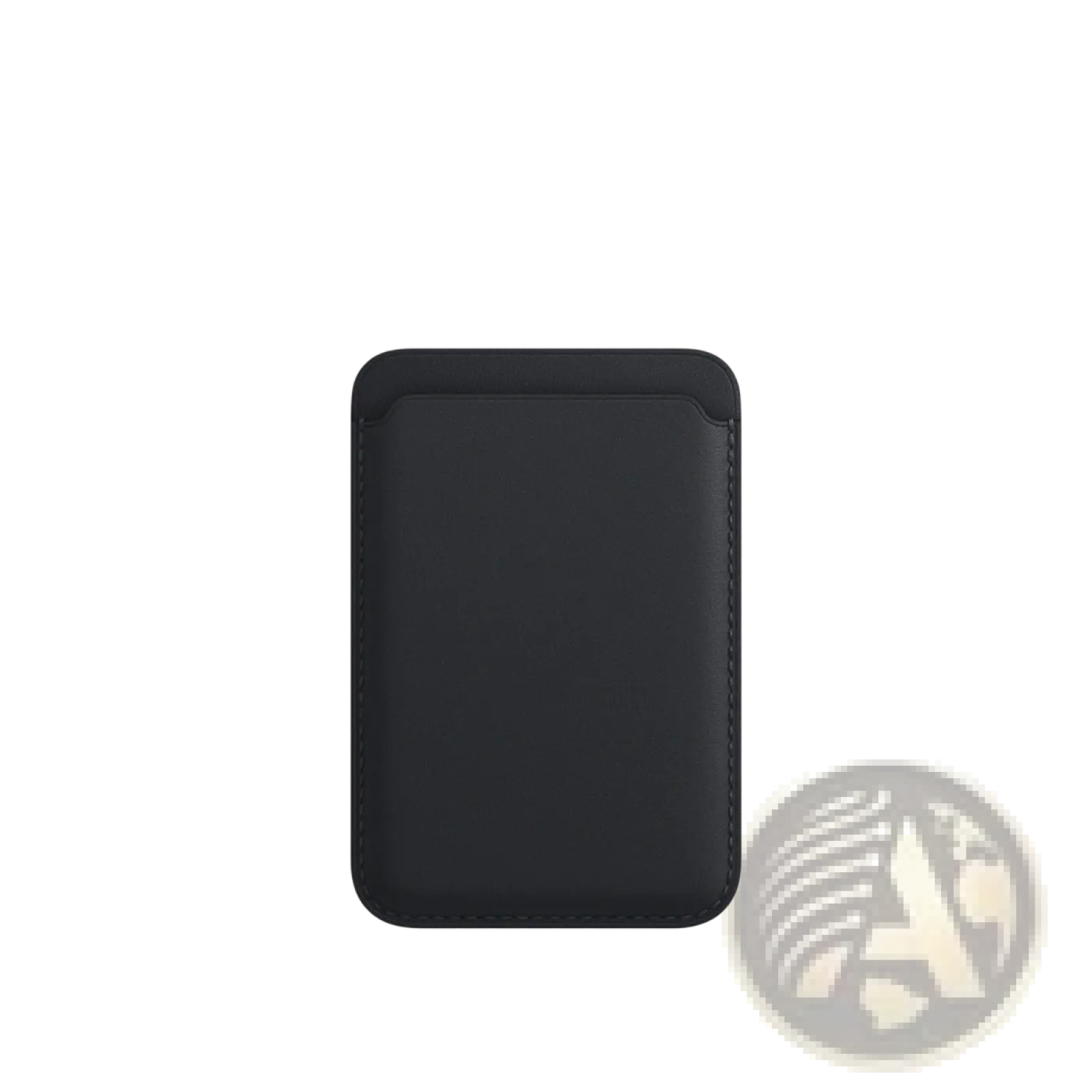 Black leather magnetic wallet card holder with subtle edge stitching for iphone 14 13 12 models