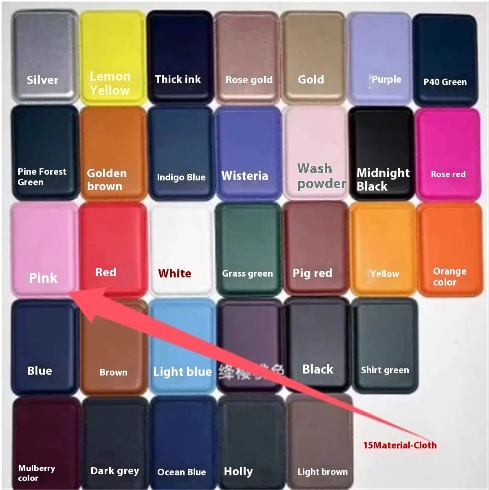 Pink rectangular pigment pan for magnetic leather wallet card holder compatible with iphone 14 13 12 models