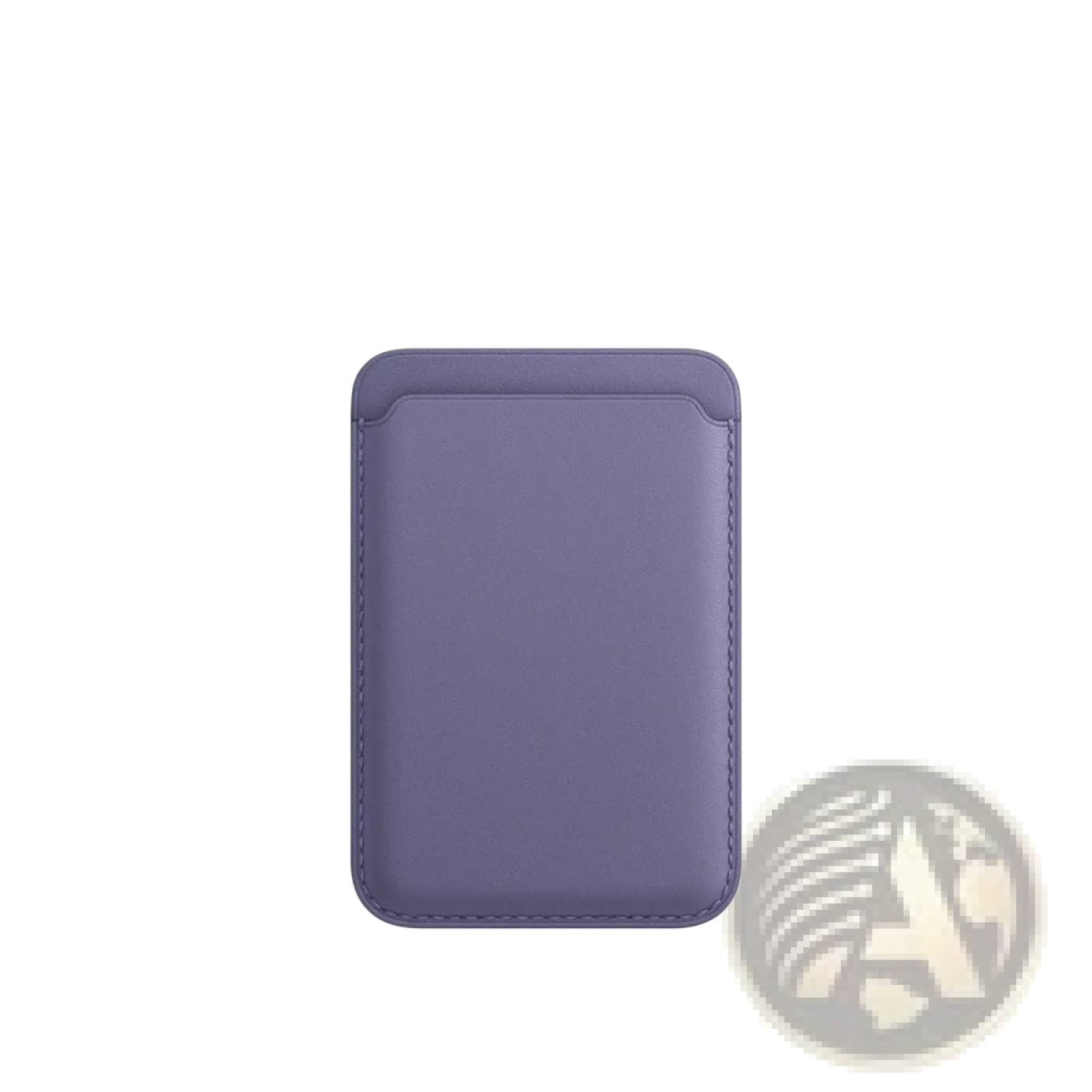 Purple leather magnetic wallet card holder with stitched edges compatible with iPhone 14 13 12 models
