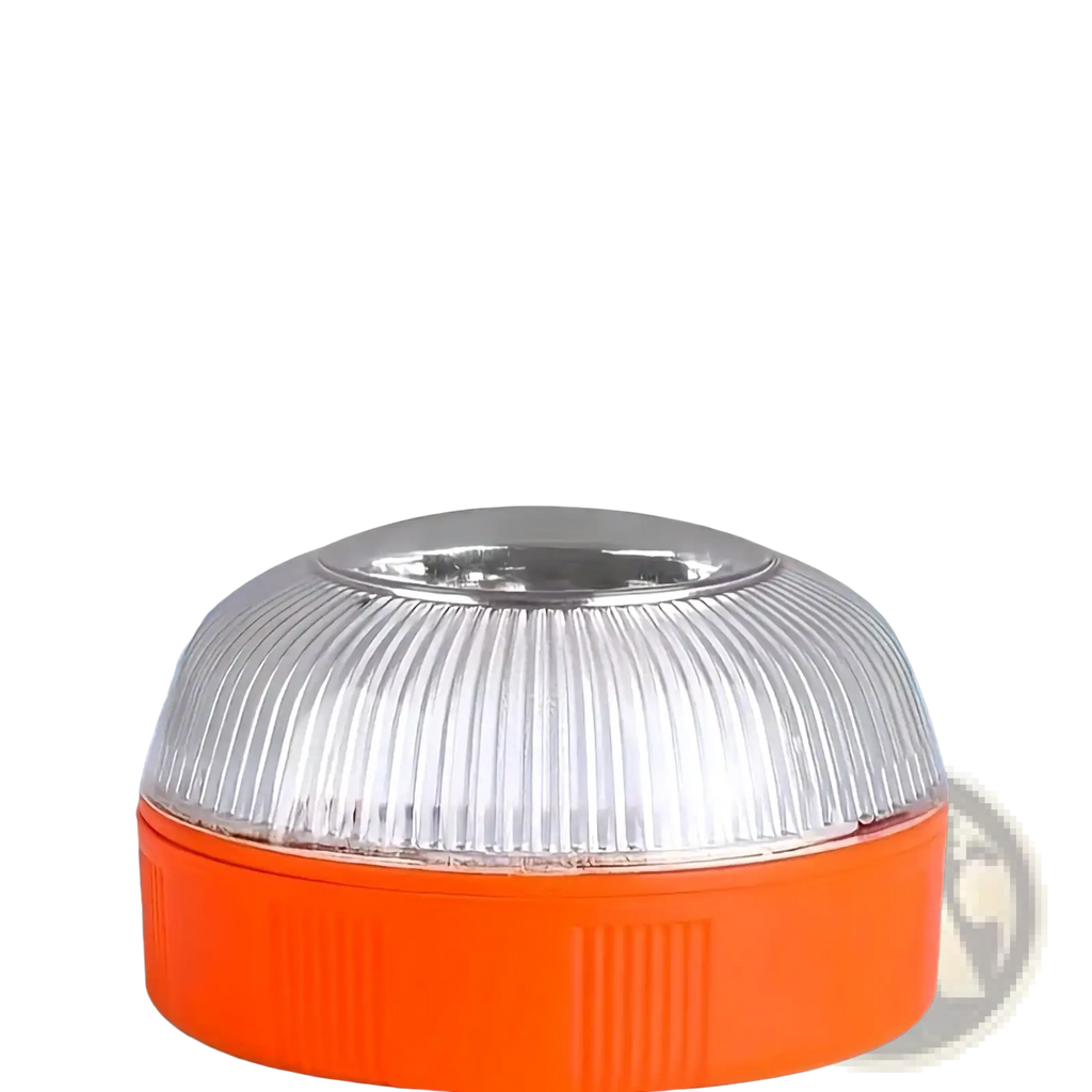 Bright orange ribbed plastic magnetic led car emergency strobe light beacon with clear dome-shaped lens