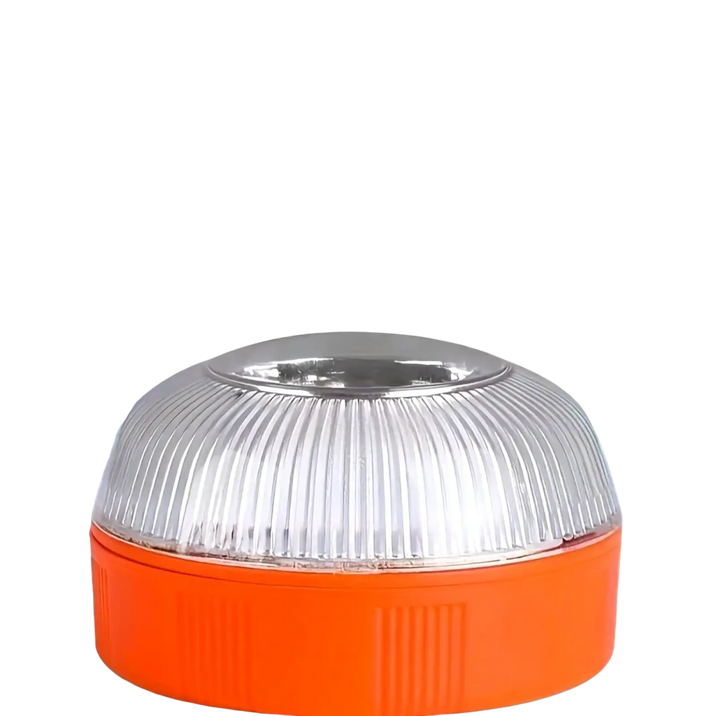 Bright orange ribbed plastic magnetic led car emergency strobe light beacon with clear dome-shaped lens