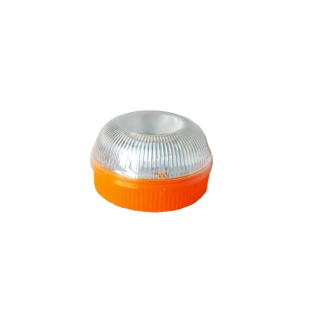 Magnetic led car emergency strobe light beacon with orange and clear ribbed dome-shaped plastic cover