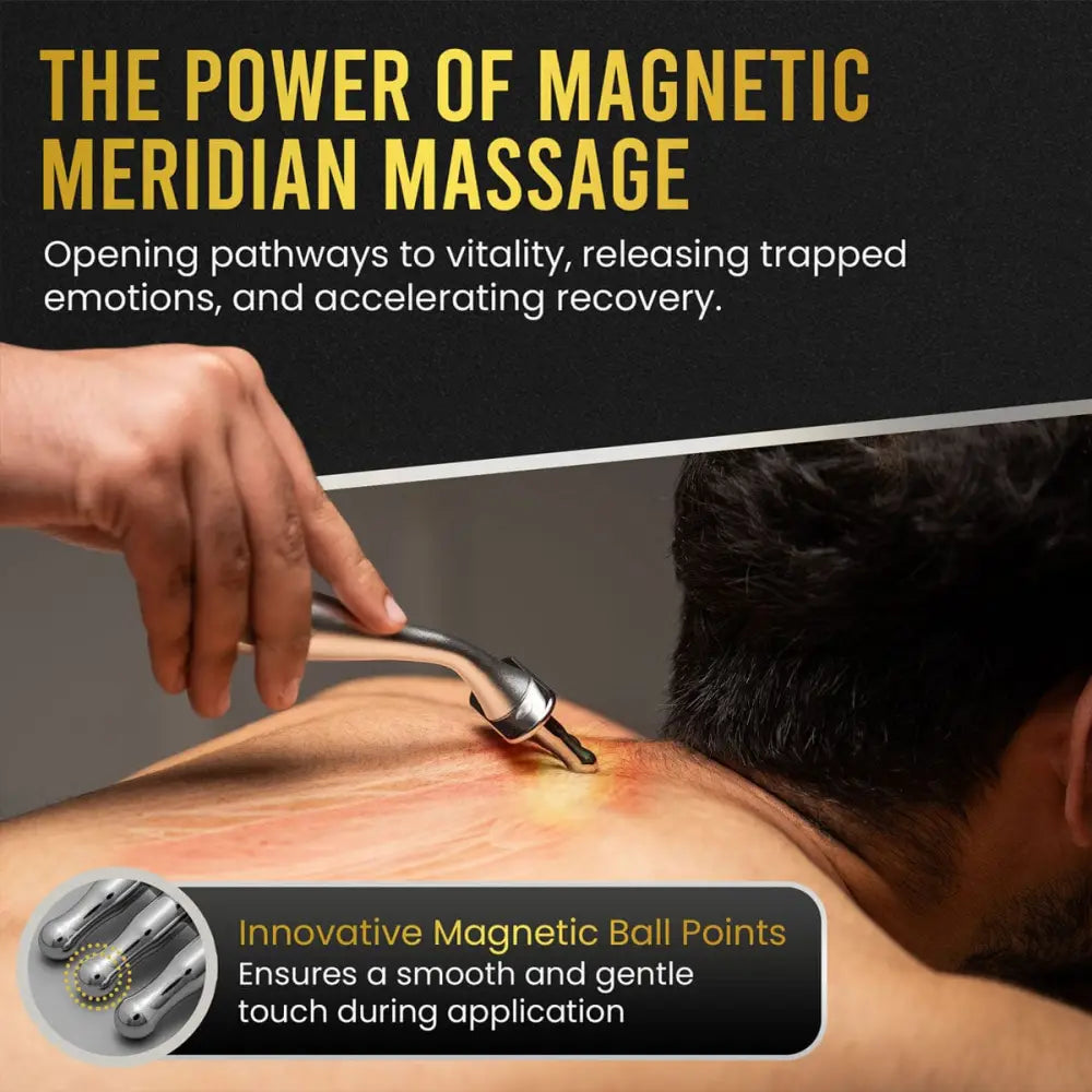 Magnetrx stainless steel magnetic meridian massage roller silver tool with rounded ball tips for targeted therapy