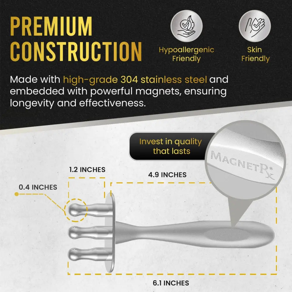 Silver-colored magnetic facial roller made of high-grade 304 stainless steel for Meridian massage by Magnetrx