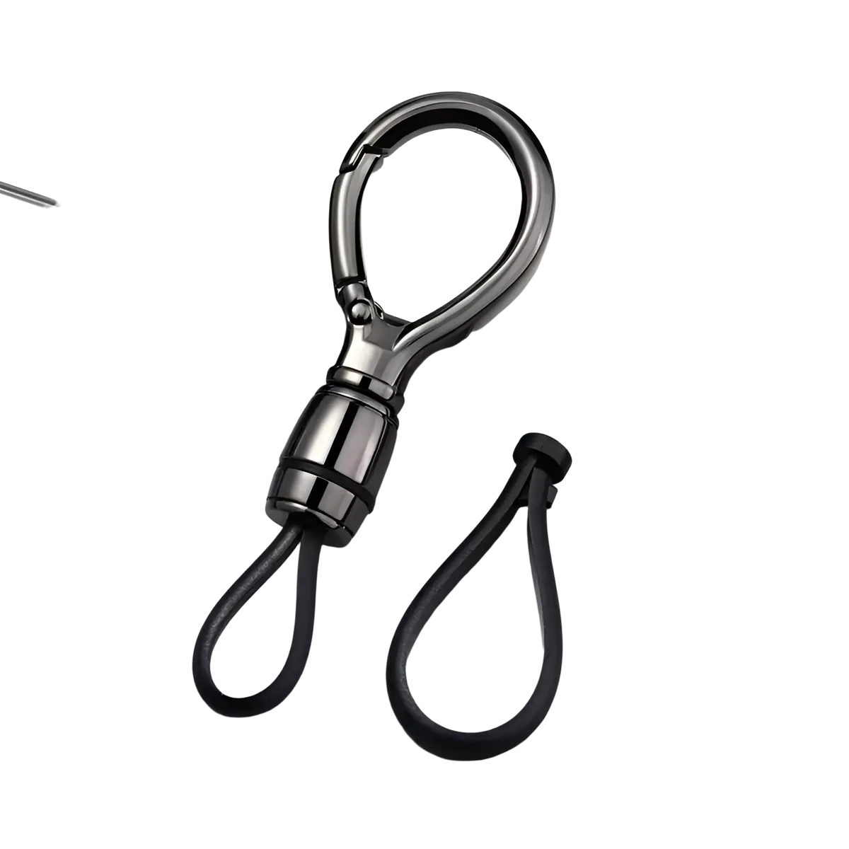 Black rubber magnetic metal carabiner keychain with sleek metallic clip and anti-lost magnetic connector