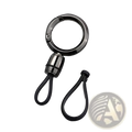 Black rubber magnetic metal carabiner keychain with sleek matte metal ring and connector for anti-lost use