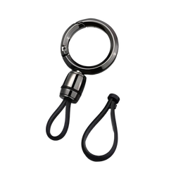Black rubber magnetic metal carabiner keychain with sleek matte metal ring and connector for anti-lost use