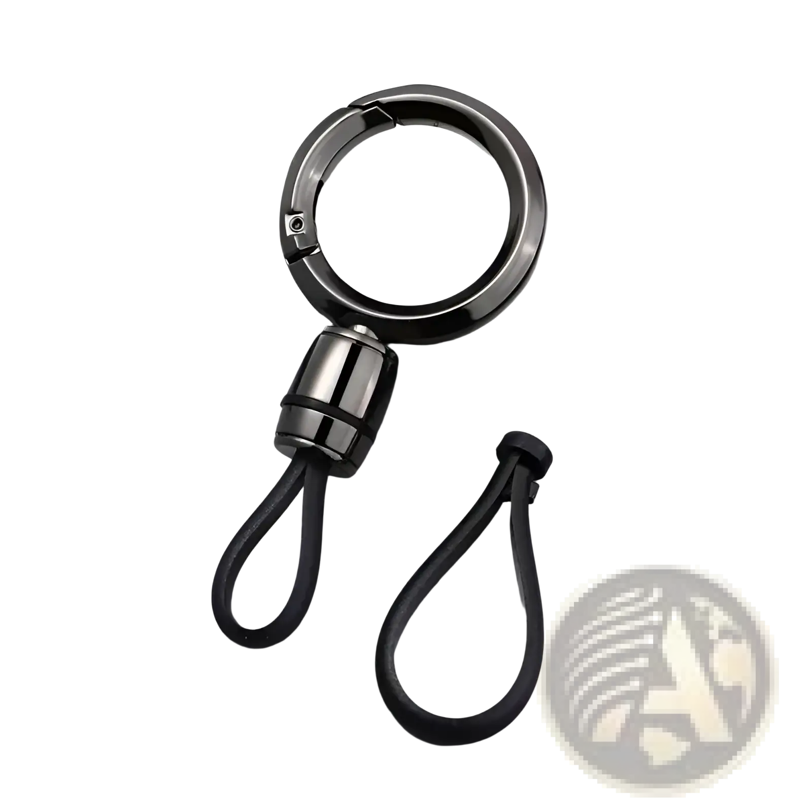 Black rubber magnetic metal carabiner keychain with sleek matte metal ring and connector for anti-lost use