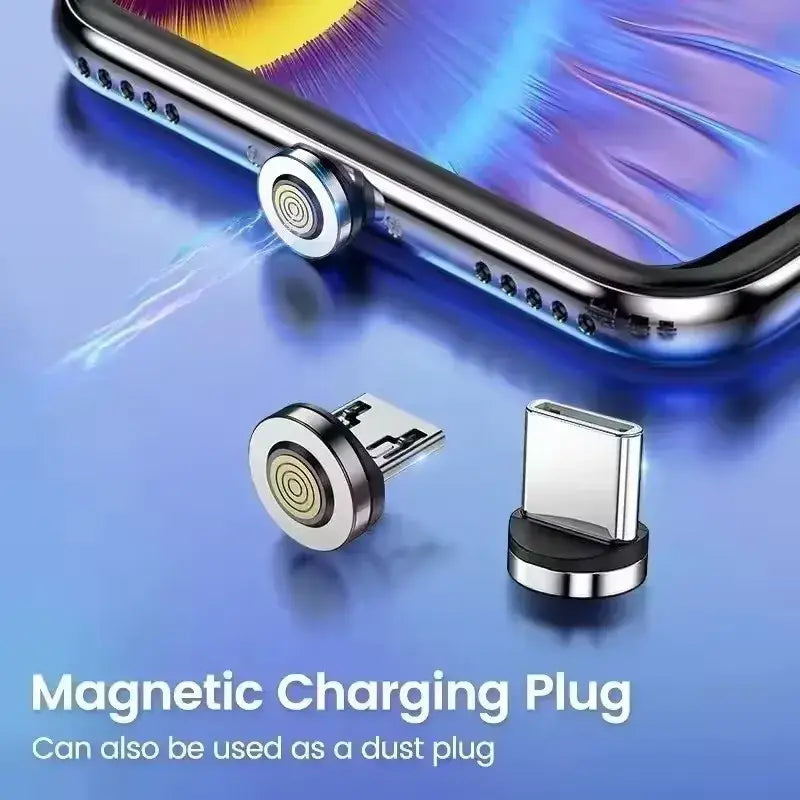 Silver magnetic micro usb charging plug adapter with circular metallic base for wireless phone charging