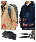 Black magnetic phone backpack clip universal mount with circular clamping mechanism and textured grip surfaces