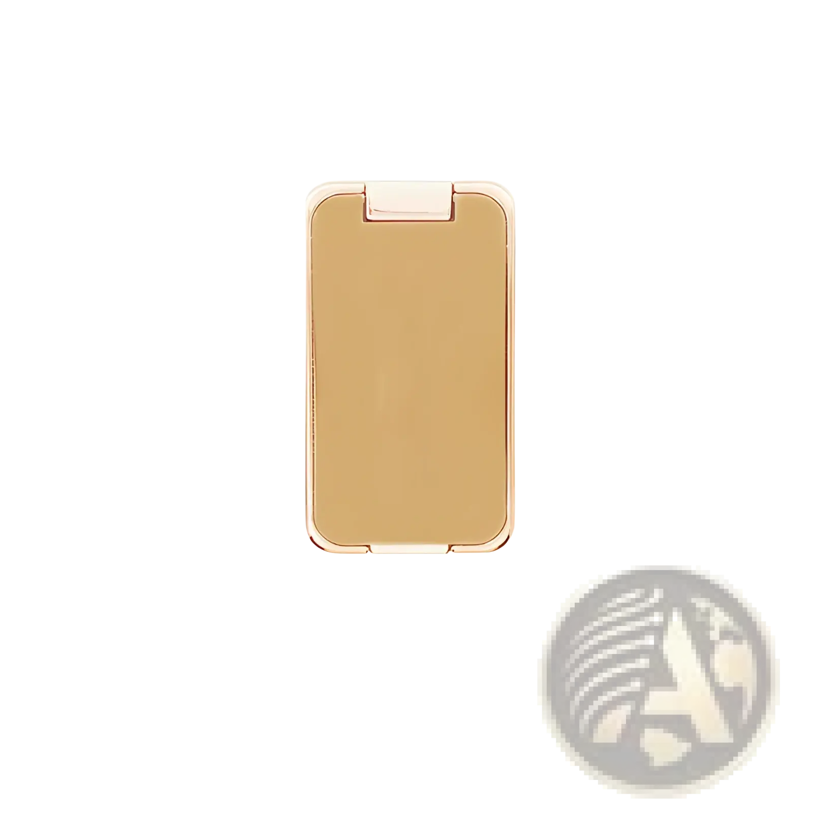 Gold-colored magnetic phone ring holder foldable desktop stand with a sleek rectangular design and metallic finish