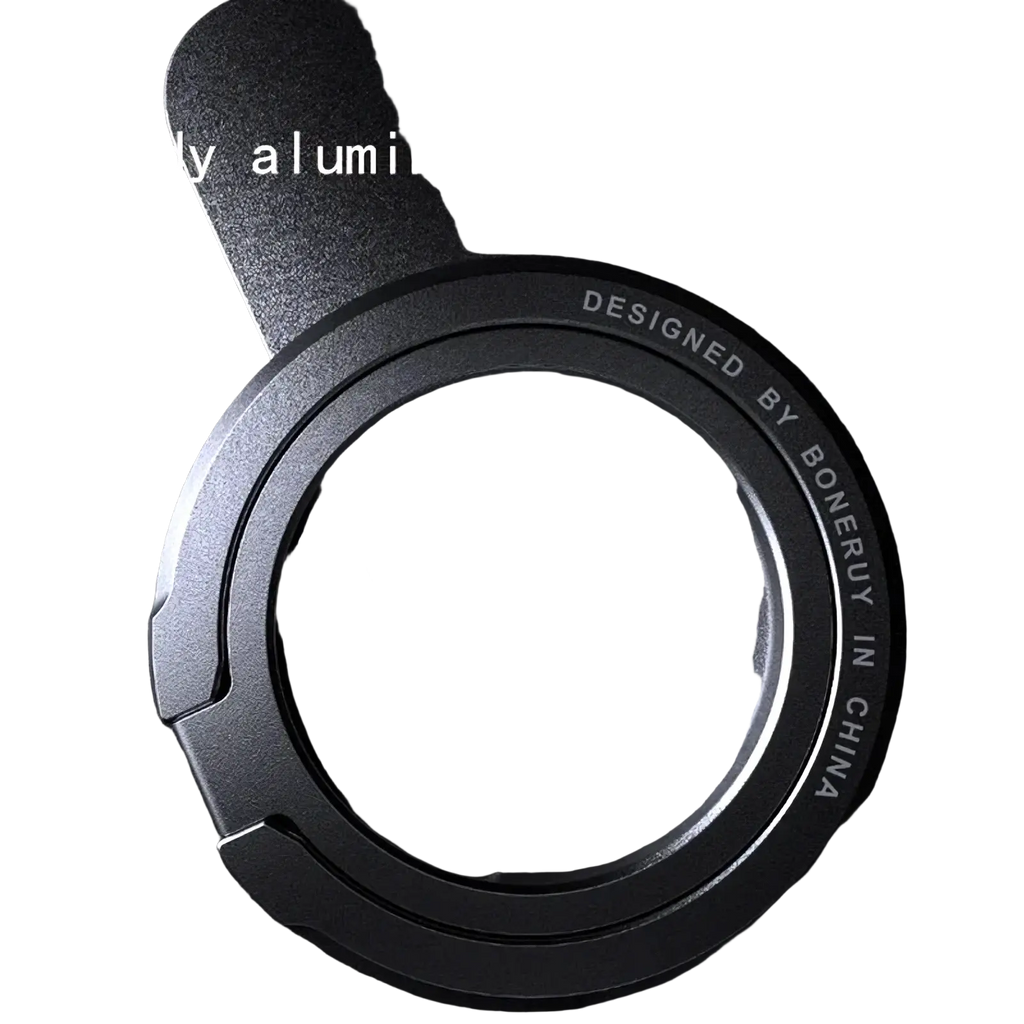 Black circular magnetic phone ring holder for magsafe made of sturdy aluminum alloy with a minimalist design