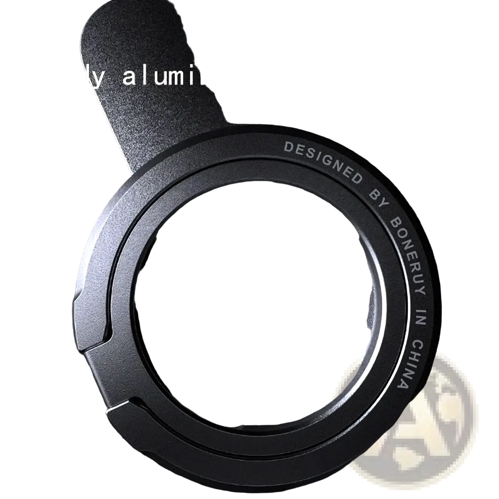 Black circular magnetic phone ring holder for magsafe made of sturdy aluminum alloy with a minimalist design